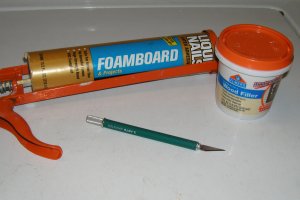 Basic necessities include foam-friendly glue, a quality knife, and wood filler.